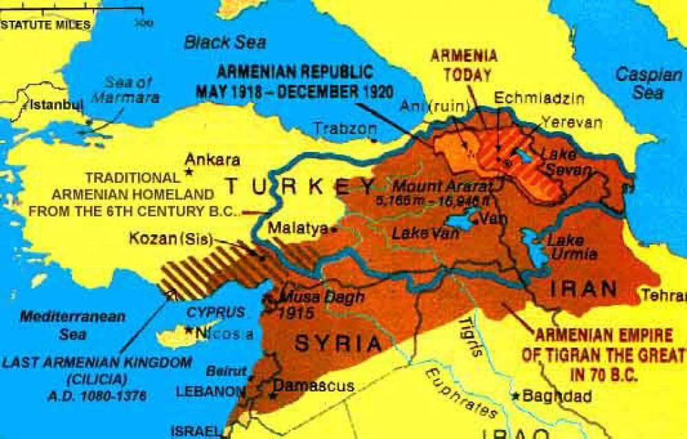 Ermənistanın Güney və Quzey Azərbaycan, Gürcüstan və Türkiyəyə qarşı  əsassız ərazi iddiaları – Şəkil – GADTB